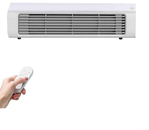 Ventilateur de climatiseur mural portable avec télécommande, chargement sans fil, design compact pour cuisine, chambre à coucher, bureau, bleu, blanc, 33 x 7,6 x 7,6 cm