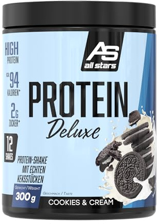 ALL STARS Protein Deluxe Whey Protein Pulver 300g, Cookies and Cream | 4-Komponenten-Eiweißpulver, Whey Protein mit Keksstücken, unter 100 kcal, zuckerarmer Proteinshake, 300g Dose