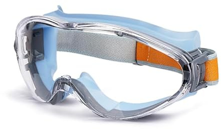 UniForge ULTRASHIELD PRO Safety Goggles - Over Glasses Design, Impact Resistant Protective Goggles for Lab, Construction, Woodworking (blue)