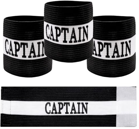 4 Stück Fußball Kapitänsbinde Spielführerbinde, Elastische und Verstellbare Armbinden mit Starkem Klettverschluss, Atmungsaktives Polyester für Erwachsene und Jugendliche, 31 x 7 cm