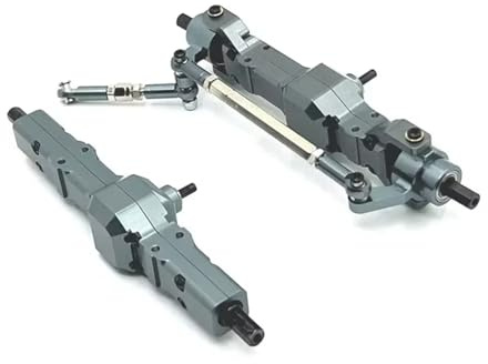 XAQRYQO RC Vorder Hinter Achse Für WPL C14 C24 B14 B24 B16 B36 1/16 Ferngesteuerte Vorder- Und Hinterachsen Metall-Upgrade-Teilesatz RC-Autozubehör(Gray)