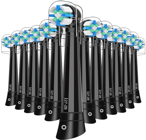 12 Stück IO Aufsteckbürsten Kompatibel mit Oral B IO 2/3N/3/4/5/6/7/8/9/10 Series Zahnbürste Elektrische, IO Zahnbürste Aufsätze Kompatibel mit Oral B IO für gute Reinigung (Schwarz)