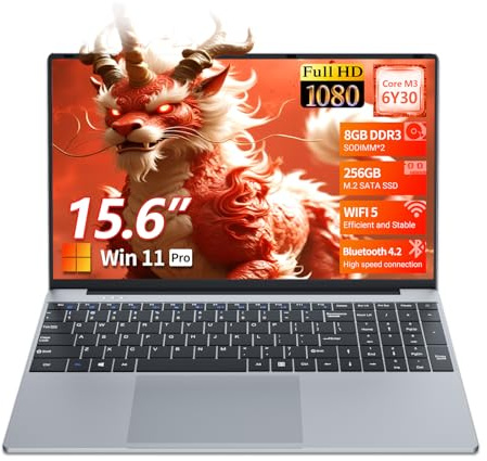Txxren 15.6 Inch Laptop with Office 365, Core M3-6Y30 Processor 8GB RAM 256GB SSD, Notebook IPS 1920 x 1080P Win 11, USB3.0 * 2, Mini HDMI, Wi-Fi 5, BT4.2 Laptops Computer