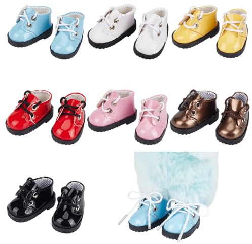 NBEADS 7 Paio di Scarpe di Stoffa per Bambole In 7 colori, Mini Scarpe per Bambole In PVC, Scarpe per Bambole Accessori per Vestire Le Bambole Abiti per Scarpe Roba di Ricambio, 4.8x2.4x2.5cm