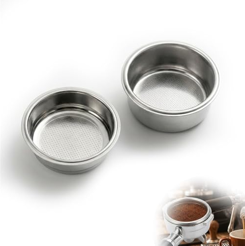 Jetstream 2 pezzi cestello filtro in acciaio inox 51mm, filtro caffè in acciaio inox 51mm, filtro caffè espresso per 1 e 2 tazze, cestello filtro portafiltro, compatibile con casa, ufficio e caffè
