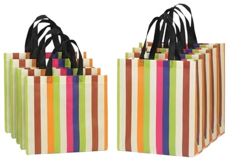 ZUXWUX Shoppingpåse 10 STK Kvinnor Vikbar Shoppingväska Återanvändbar Tote Pouch Stor Canvas Reselivsmedelsbutik(10PC L)
