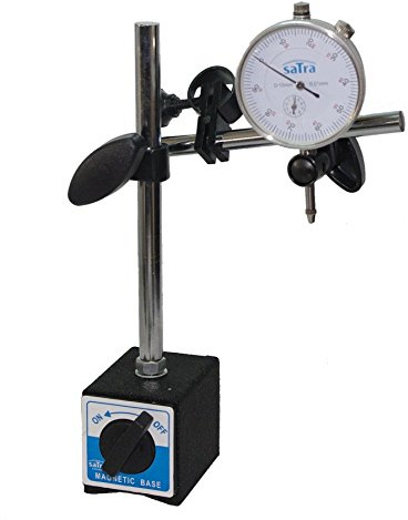 Satra S-MAHO2 Set Magnethalter mit Magnetfuß und Messuhr, Meßbereich 0-10 mm, Auflösung 0,01 mm mit Aufbewahrungskoffer