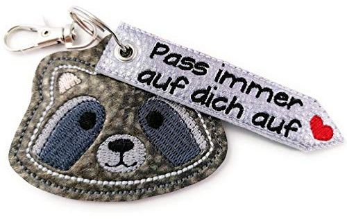 WASCHBÄR personalisierbar mit Namen Schlüsselanhänger Taschenanhänger tolles kleines Geschenk zur Einschulung Klassentier