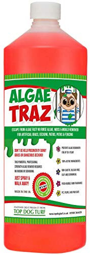 Algae Traz Moss and Mould Cleaner – 1ltr Concentrate Spray for Artificial Grass and Astro Turf also suitable for your Garden Patio Fence Slabs Decking Paving Brick Work Conservatory Roof and Driveway