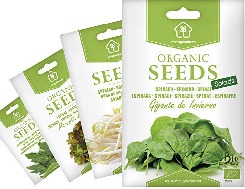 Semi Biologiche Minigarden, Selezione INSALATE: Spinaci, Soia, Lattuga e Rucola
