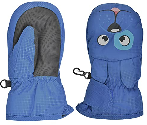 KLYNGTSK Guantes de Esquí para Niños Guantes Impermeables de PU Guantes Antideslizantes con Animales Guantes de Invierno para Moto, Actividades Invernales al Aire Libre, Esquí, Pesca, Viajes