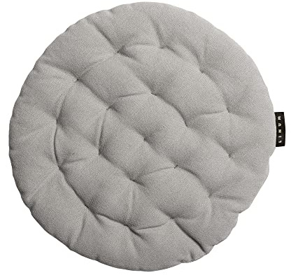 LINUM Pepper Sitzkissen Rund 37 cm aus 100% Baumwolle, Premium Stuhlkissen Rund für Küche, Esszimmer und Outdoor, Komfortables Sitzkissen Stuhl & Sitzpolster, waschbar, Hellgrau