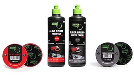 GUBOSA Kit DE 1 UN DE Alto Corte + 1 UN DE Super Brillo + 4 UN DE Esponja DE 150 MM (500ML) (500 ML)