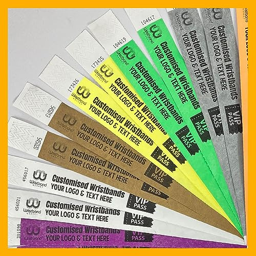Personalisierbar mit Ihrem eigenen Logo und Text, sichere und reißfeste Tyvek-Armbänder, wasserdicht, für Kneipen, Partys, Clubs, Festivals, Veranstaltungen, Dekoration, 500 Stück Hochwertige