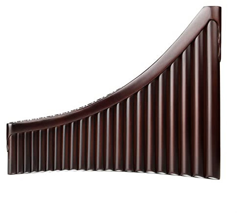 TSTS Panflöte Instrument 22 Rohre C Key Brown Pan Flöte Holzwind Instrument Bambus Handgemachte Rohr (Color : 22G Left Hand)