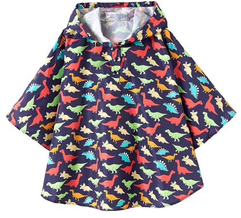 QIKADO Poncho Bebe Pluie Impermeable Fille Garcon Cape Anti Pluie Dinosaure Multicolore/L 6 ans 7 ans 8 ans