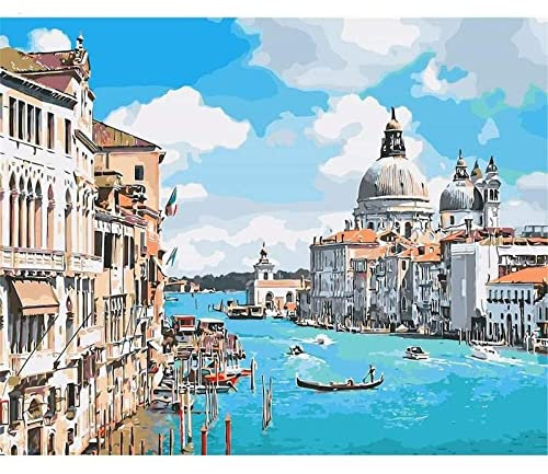 Taxpy Diy-Venedig-Ölgemälde Nach Zahlen Auf Leinwand, Ohne Rahmen, 50 X 70 Cm Digitales Ölgemälde Diy Gemälde Wohnzimmer Dekoration Gemälde Handgemaltes Ölgemälde Handgemachtes Digitales Gemälde