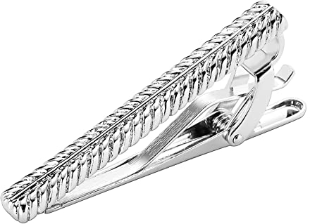 Krawattennadel Silber mit Gravur, Krawattennadeln für Herren Edelstahl Rechteck Krawattenklammer Tie Clip 4.8CM Schmuck Geschenke