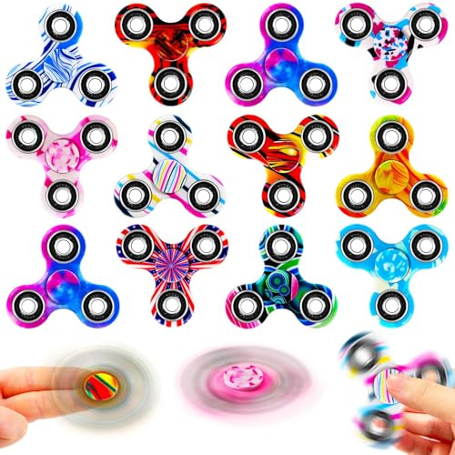 SCIONE Fidget Spinner 12 pezzi Giocattoli antistress per l'ansia Fidget Spinner regalo per bambini e adulti Giocattolo da dito con cuscinetto Spinner a mano colorato Fidget