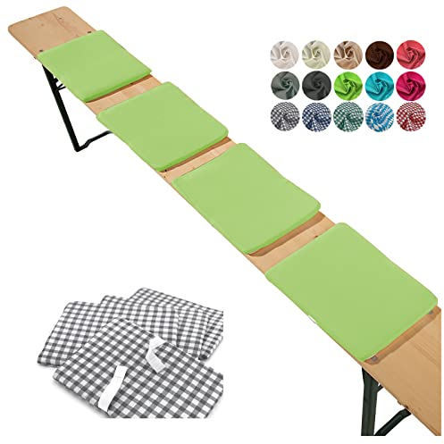 heimtexland ® Sitzkissen 4er Set Bierbank Polster Auflage Bierzeltgarnitur Garten Deko Kissen Typ859 Grün