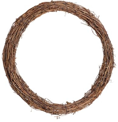 Grapevine Wreath Set, Marrywindix 1 Piece Natural Vine Branch Wreath Christmas DIY Rattan Wreath Garland for Christmas Holiday Craft Wedding Decor (14 in.)