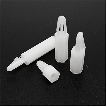 SEIDER 50 Stück M3 Sechskant-Nylon-Kunststoff-Abstandshalter, Abstandshalter, Push-Clip-On-In-Bolzen, Feste Halterung, for 4 mm Loch, 1,6 mm Dicke(M3x8mm)