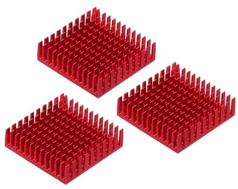 QUARKZMAN 3pz 40x40x11mm Dissipatore Alluminio Radiatore Calore Bacino Raffreddamento con Fisso Sticker per Chip CPU, Potenza Transistor, FET, IC, Potenza Amplificatore, Rosso
