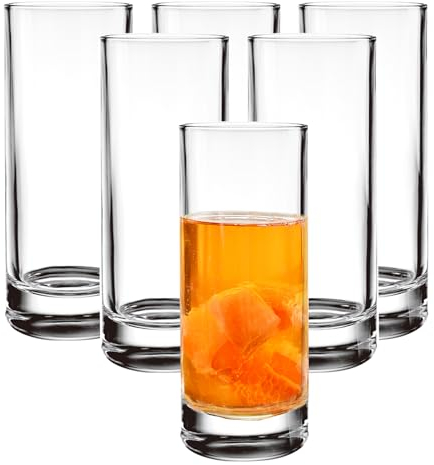 binsakao Ensemble de verres Highball haut de gamme – Lot de verres élégants Tom Collins de 177 à 255 g – Verres de bar pour mojito, whisky, cocktail