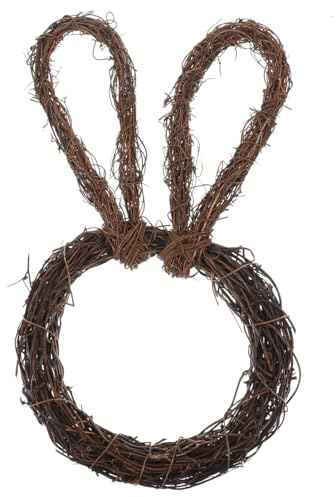 MAGICLULU Grapevine Easter Bunny Wreath Bunny Shaped Spring Grapevine Wreath Decorations DIY Rattan for Front Door Decor