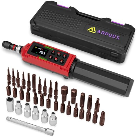 ANPUDS Digital Torque Screwdriver, 1.5-88.5in-lbs./0.15-10Nm, Electronic Adjustable Screwdriver Torque Wrench Set with ±1% Accuracy, Vibration, Buzzer, LED Notification for Gunsmithing, Scope Mounting