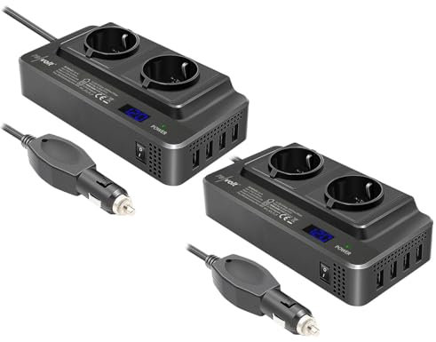 revolt Camping Steckdosenleiste: 2er-Set 200W-Kfz-Wechselrichter Steckerleiste, je 2X 230V, je 4X USB (Inverter-Steckdosenleiste, USB Lade-Leisten, 220)