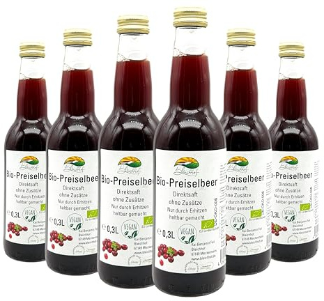 BLEICHHOF® Bio-Preiselbeersaft DE-ÖKO-006 - Direktsaft, vegan (6x0,3l)