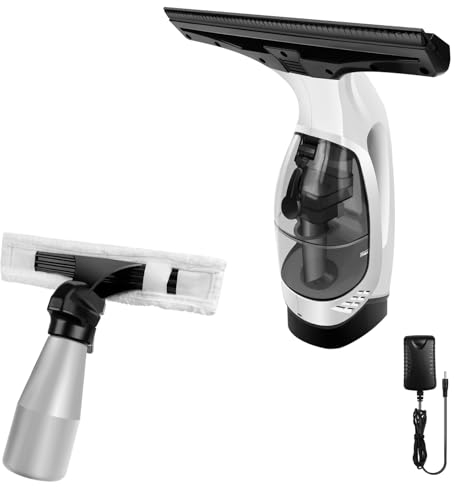 Window Vacuum Cleaner Set, Cordless Window Vac Handheld Vacuum Cleaner for Shower Screen, Mirrors, Drip & Streak Free Glass Cleaning, 30 Minute Runtime, 150 ml Water Tank, Streak-Free Cleaning