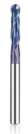 SpeTool Ball Nose CNC Spiral Router Bits, Double Flutes Carbide End Mill 1/4 Inch Shank with TAC Coating, 3 inch Over Length