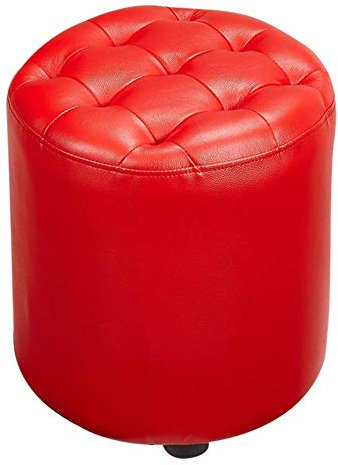 Quadratischer Sitzhocker aus Massivholz, mit Leder, Polsterhocker, Ottomane, Fußhocker, Wohnzimmer, Couchtisch, kleine Bank, 35,6 x 35,6 x 40,6 cm, Braun