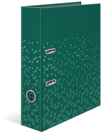 HERMA A4-spak bågfil mörkgrön, 5-pack, 70 mm ryggrad, slitstark mapp med mönstermotiv, glansig finish och inre tryck, ringpärm för barn, arkiveringsmapp och lagringsfilorganiserare