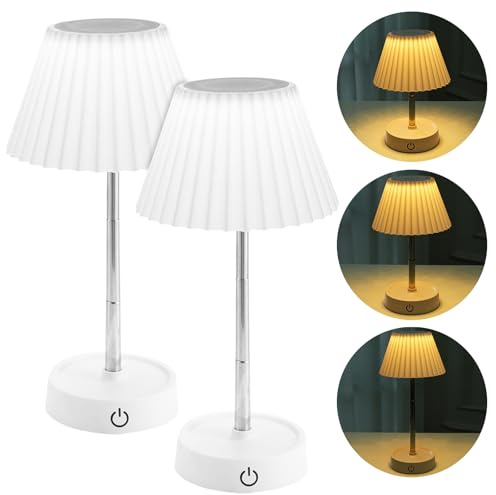 2 Pezzi Lampade Da Notte LED: Pieghevole E Telecopica, Lampada Da Tavolo Ricaricabile Con Type-C, Ideale Per Camera Da Letto, Soggiorno E Ristorante (Bianco)