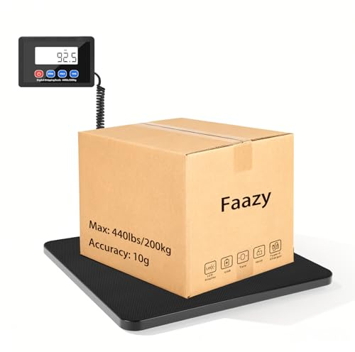 Paketwaage, 200kg/10g Hochpräzise Briefwaage Digitalwaage mit Halte/Tara Funktion, Plattformwaage Kofferwaage mit Wandmontiertem LCD Display für Pakete, Gepäck, Lagerhaus, und den Hausgebrauch, Auflad