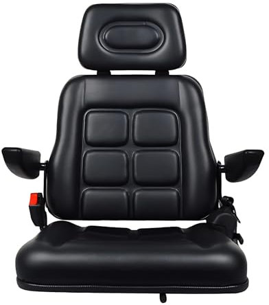 AXGCAA Siège Universel pour Chariot élévateur, siège de Tracteur avec Dossier réglable de 35 à 180°, siège pour Tondeuse à Gazon avec Appui-tête et Ceinture de sécurité, accoudoir réglable de 0 à 90°