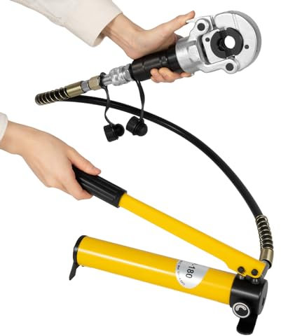 TouSuaRSi Pince à sertir hydraulique 6T Profil V/TH V12-28 mm TH16-32 mm Pince à sertir hydraulique rotative à 360° Outil de sertissage pour tube en cuivre, tuyau en aluminium, PEX, installation de