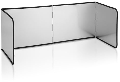 Eikuavons Paraspruzzi per stufa, pieghevole, facile da pulire, adatto per fornelli, lavandini, esterni (antivento), argento con listello in plastica contro i graffi