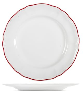 H&H Set 6 piatti piani Giada con bordo festonato rosso cm 27