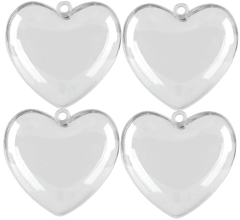Abaodam 4 Piezas Bolas Transparentes Forma de Corazón Rellenables para Decoración Colgante San Valentín Bodas y Celebraciones Festivas