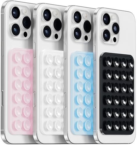 LvShuLiangPin Anteel Silicone Suction Phone Case Mount, Silicon Adhesive Phone Accessory for Smartphones, Hands-Free Mirror Shower Phone Holder for Selfies, Tiktok Videos (LPK&LBL&TP&BLK)
