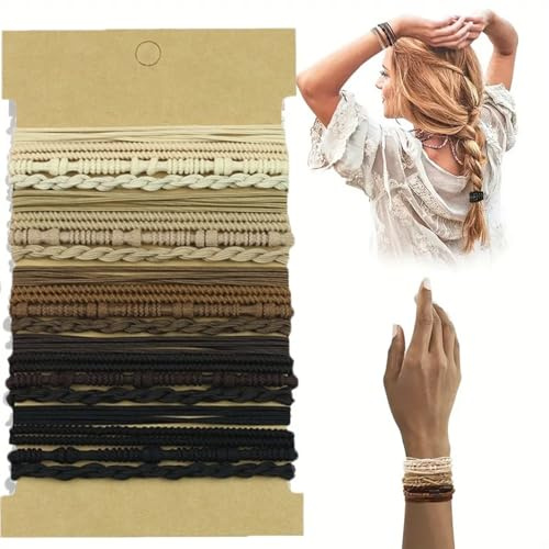 20 Pezzi Elastici per Capelli Donna e Bambina, Set di Elastici Morbidi Colore Caffè e Crema, Molle per Capelli Senza Metallo per Coda di Cavallo, Accessori Capelli per Uso Quotidiano