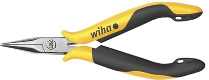 Wiha Flachrundzange Professional ESD gerade Form (26799) 120 mm für empfindliche elektronische Bauteile, Schutz von Komponenten durch elektrostatisch ableitendes Werkzeug, dissipativ, Werkzeug mit Oberflächenwiderstand