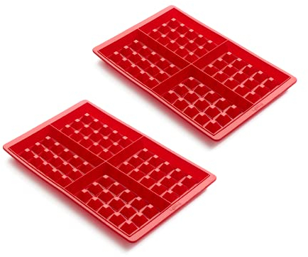 Lékué - Moule à Gaufres - 2 Plaques - Silicone Platine rouge