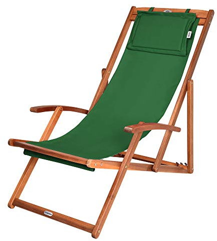 Casaria® Sedia a Sdraio in Legno Acacia Pieghevole con Poggiatesta Traspirante Poltrona Relax Sedie Esterno Giardino
