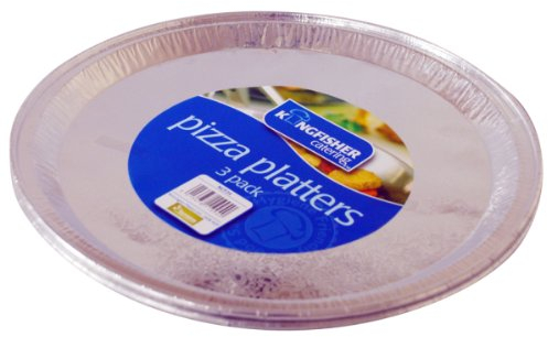 Kingfisher Round Foil Platter, Silver, 12-Inch, Pack of 3