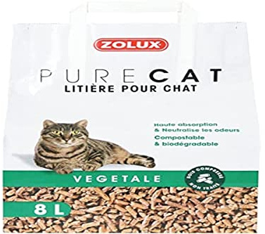 Zolux Litière pour Chat Pure Cat végétale Bois compressé Non traité 8 L Haute Absorption, neutralise Les odeurs